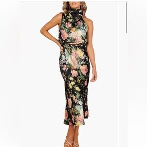 Petal & Pup Floral Black Midi Dress